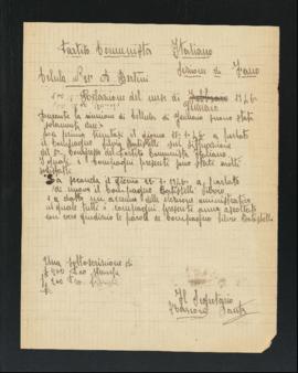 &quot;Relazione del mese di gennaio 1946 [della Cellula numero 21 (Bertini)]&quot;