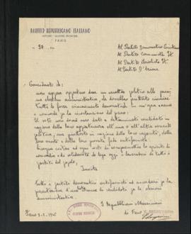 Lettera del Segretario della Sezione Marino Froncini di Fano del Partito repubblicano italiano - ...
