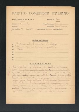 Verbale della riunione del 13 maggio 1946 della Cellula femminile numero 18 della Sezione di Fano...
