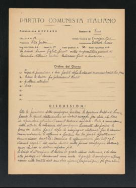 Verbale della riunione del 7 maggio 1946 della Cellula numero 23 della Sezione di Fano del Partit...