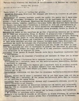 &quot;Verbale della riunione del Comitato di coordinamento e di Sezione del 1/2/1949&quot;