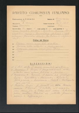 Verbale della riunione del 20 maggio 1946 della Cellula numero 3 (Carrara) della Sezione di Cuccu...