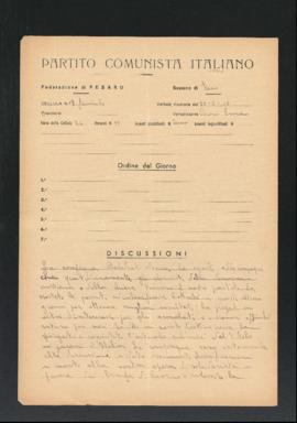 Verbale della riunione del 20 maggio 1946 della Cellula femminile numero 18 della Sezione di Fano...