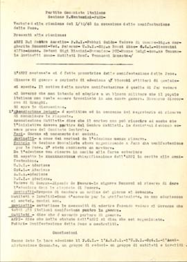 &quot;Verbale della riunione del I/12/[19]48 in occasione della Manifestazione della Pace&quot;