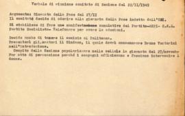 &quot;Verbale di riunione comitato di Sezione del 22/11/1949&quot;