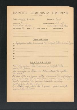 Verbale della riunione del 15 luglio 1946 della Cellula numero 9 della Sezione di Fano del Partit...