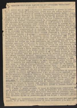 &quot;Relazioni sulle azioni compiute dal II° Battaglione Buscalferri. Brigata Spartaco&quot;