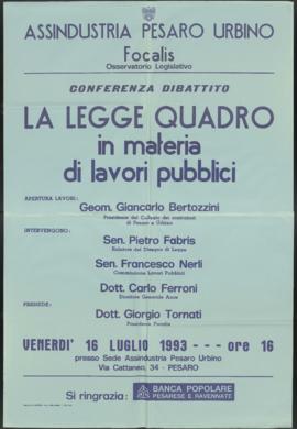 &quot;La legge quadro in materia di lavori pubblici&quot;