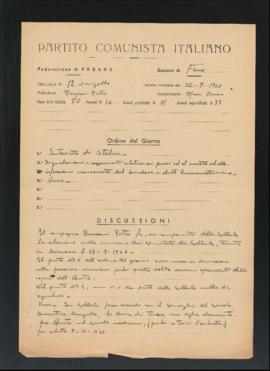 Verbale della riunione del 30 settembre 1946 della Cellula numero 12 (Sangallo) della Sezione di ...