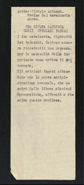 &quot;Una giusta esigenza degli ortolani fanesi&quot;