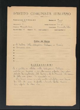 Verbale della riunione del 9 settembre 1946 della Cellula numero 9 della Sezione di Fano del Part...