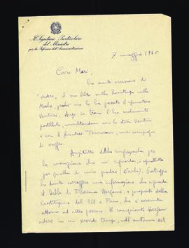 [Lettera di Antonio Glauco Casanova sulla bozza del libro Guerriglia sull&#039;Appennino]