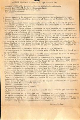 &quot;Riunione Comitato di segret[e]ria del 6 maggio [1]947&quot;