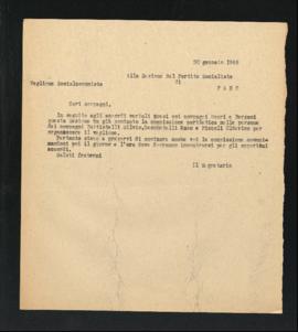Lettera del Segretario della Sezione di Fano del Partito comunista italiano - PCI per la Sezione ...