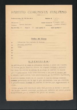 Verbale della riunione del 17 maggio 1946 della Cellula numero 1 della Sezione di Fano del Partit...