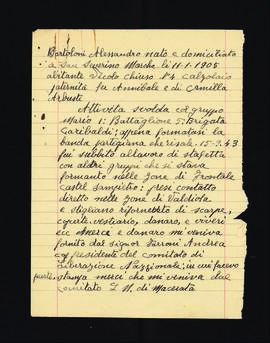 [Nota autobiografica di Alessandro Bartoloni]