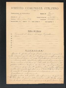 Verbale della riunione del 5 agosto 1946 della Cellula numero 4 della Sezione di Fano del Partito...