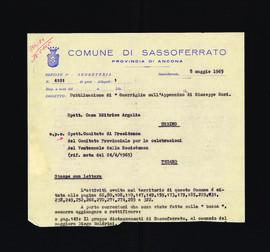 [Lettera del Comune di Sassoferrato sulla bozza del libro Guerriglia sull&#039;Appennino]